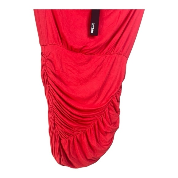 NEW Krisa X Revolve Tube Strapless Draped Mini Dress Size XS in Cherry Red - Picture 6 of 15